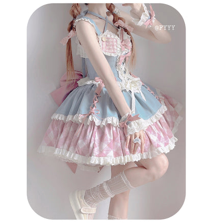 Kuma - Sweet Cowboy - Sweet Lolita Pastel Colors Denim Skirt Set