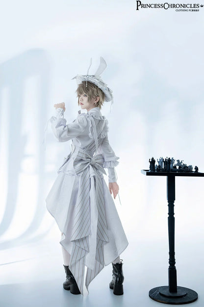 Princess Chronicles - Rabbit Theater White Moonlight - Ouji Lolita Shorts Set, Rabbit Hat