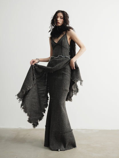 Raw Edge Maxi Skirt