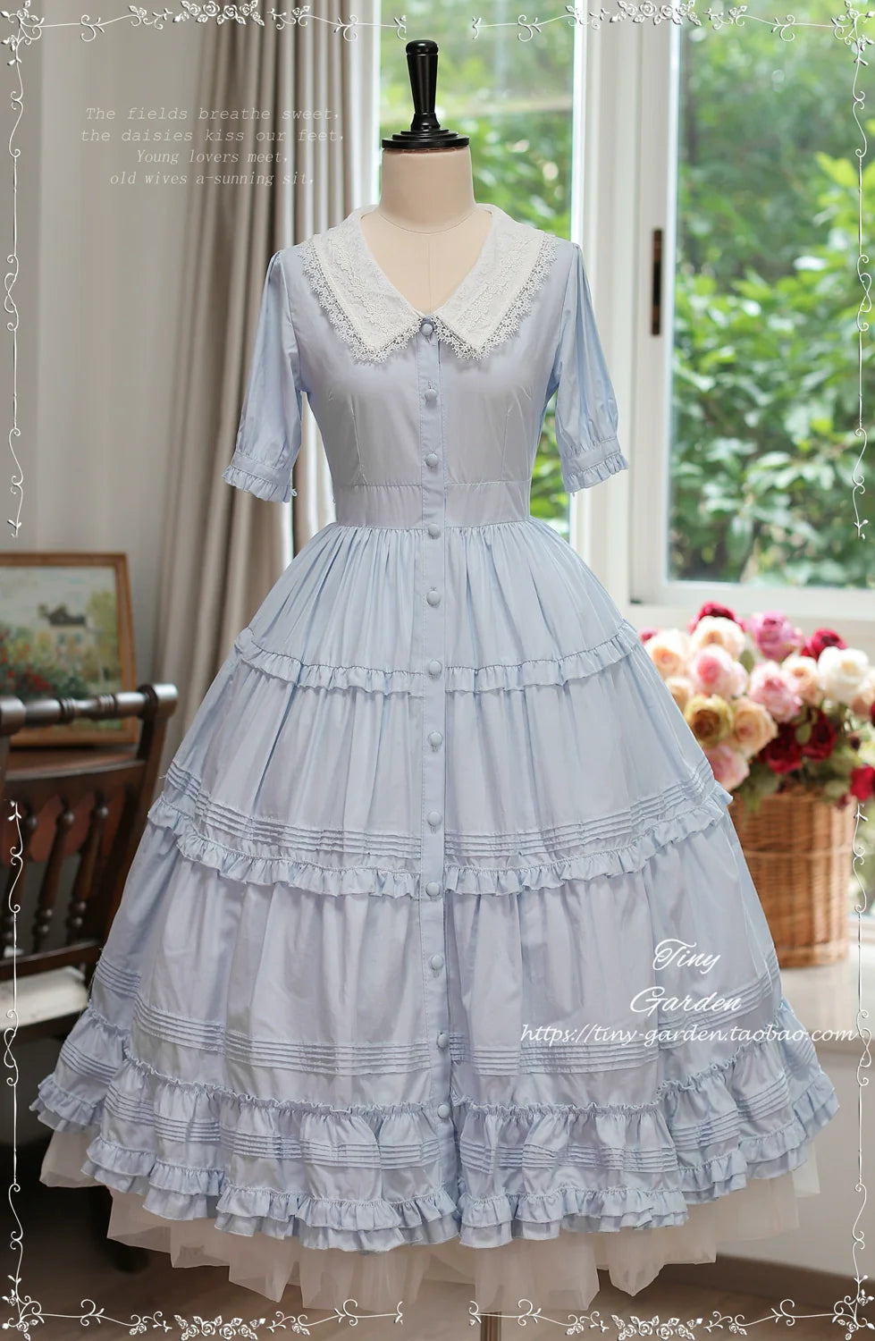 Tiny Garden - Lacey 2.0 - Classic Lolita OP Lace Collar Open Front Dress