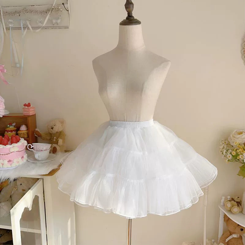 Hanguliang - Daily Lolita Petticoat 35CM White Short Soft Yarn Pannier for Summer