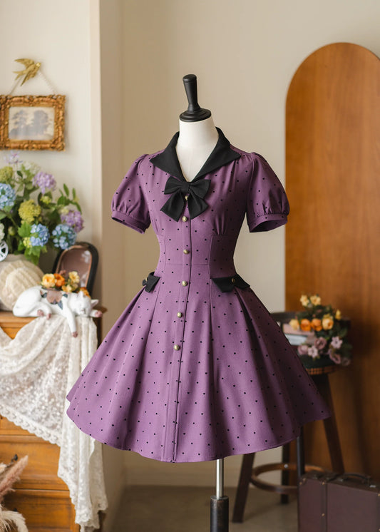 Forest Wardrobe - Forest Polka-Dot - Classic Lolita OP Dress With Polka Dots & Pockets