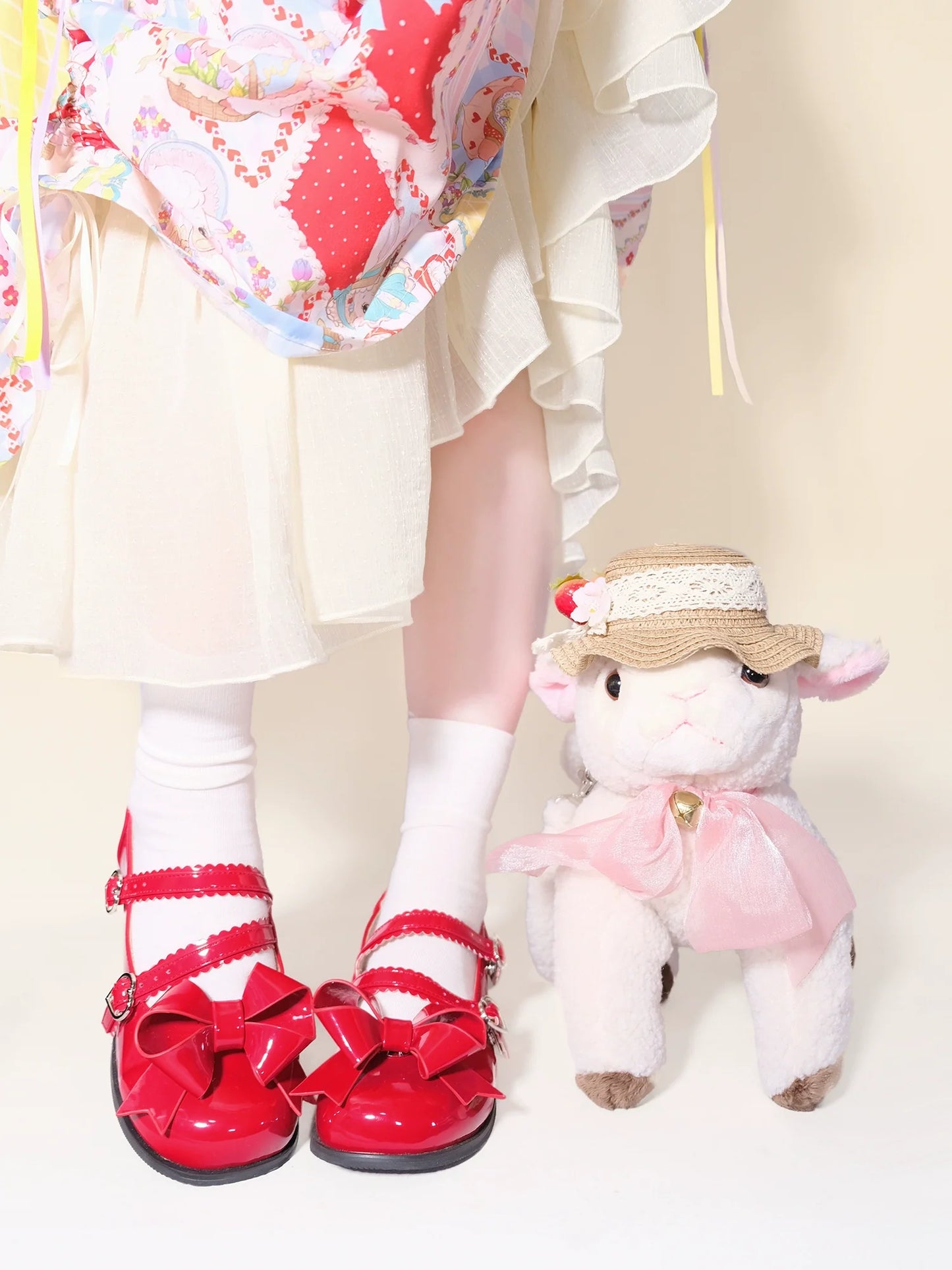 Dolly Doll - Apple Candy - Mary Jane Lolita Shoes Bow PU Low-Mid Heel Shoes