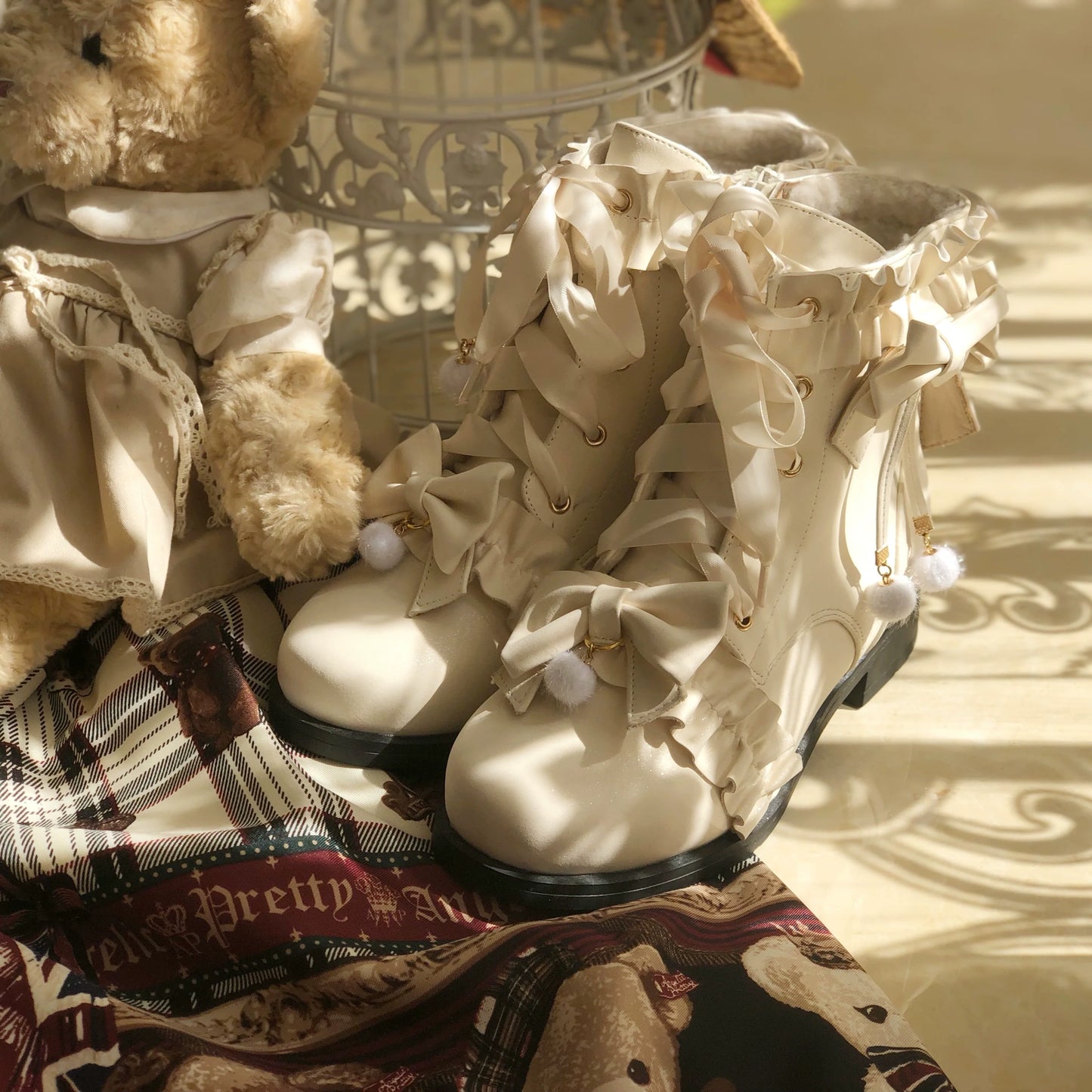 Fairy Godmother - Enthusiastic Ideation - Elegant Lolita Shoes Fleeced Short Martin Boots