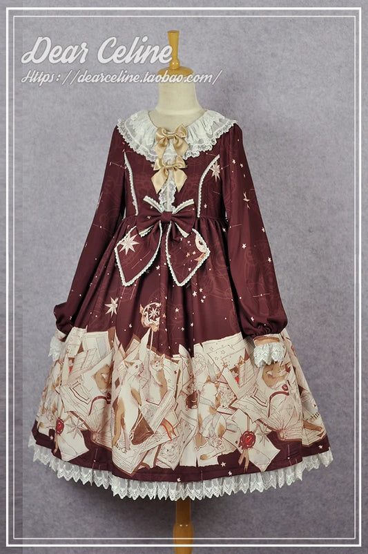 Dear Celine - Cat Professor's Magic Class - Daily Lolita OP Dress Long Sleeve Dress