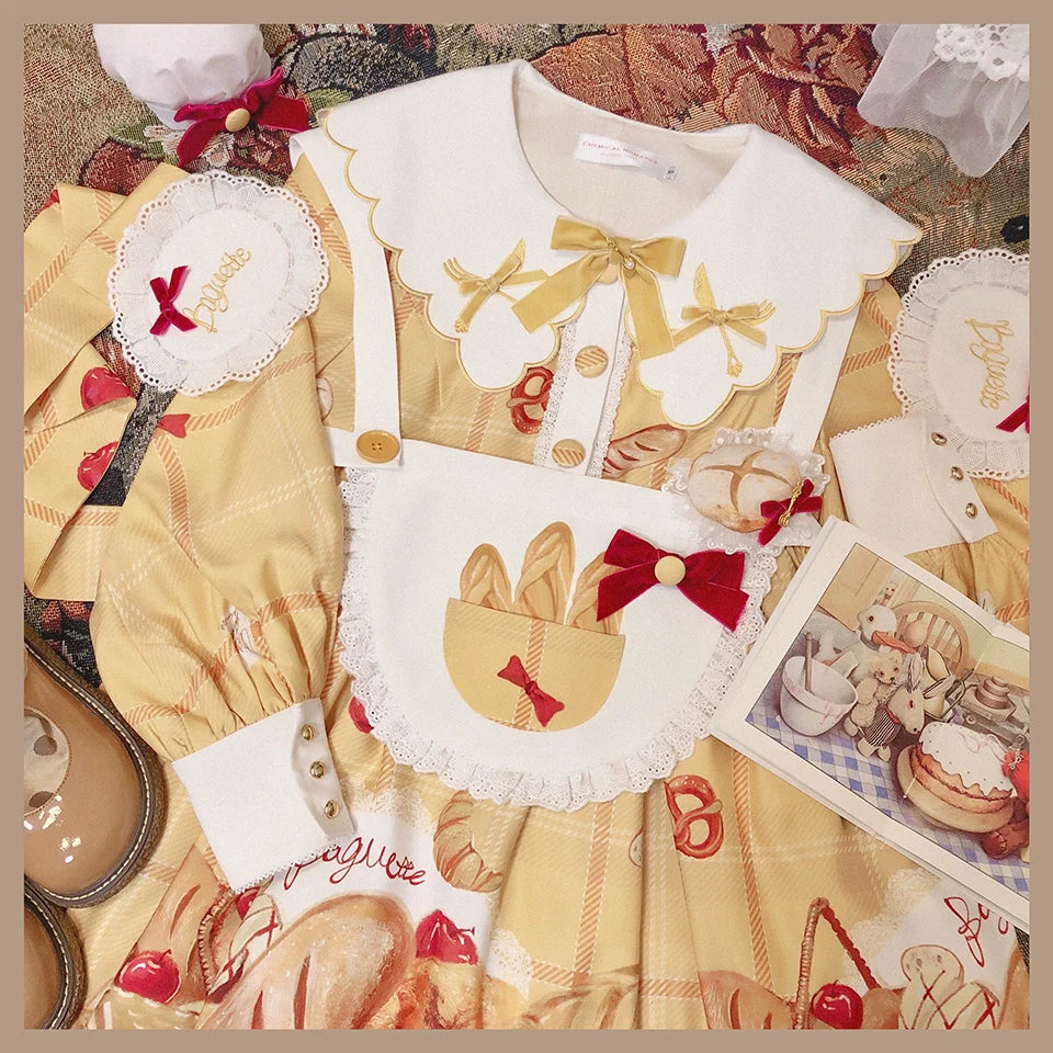 Chemical Romance - Freshly Baked Bread - Sweet Lolita OP Dress Long Sleeve Dress