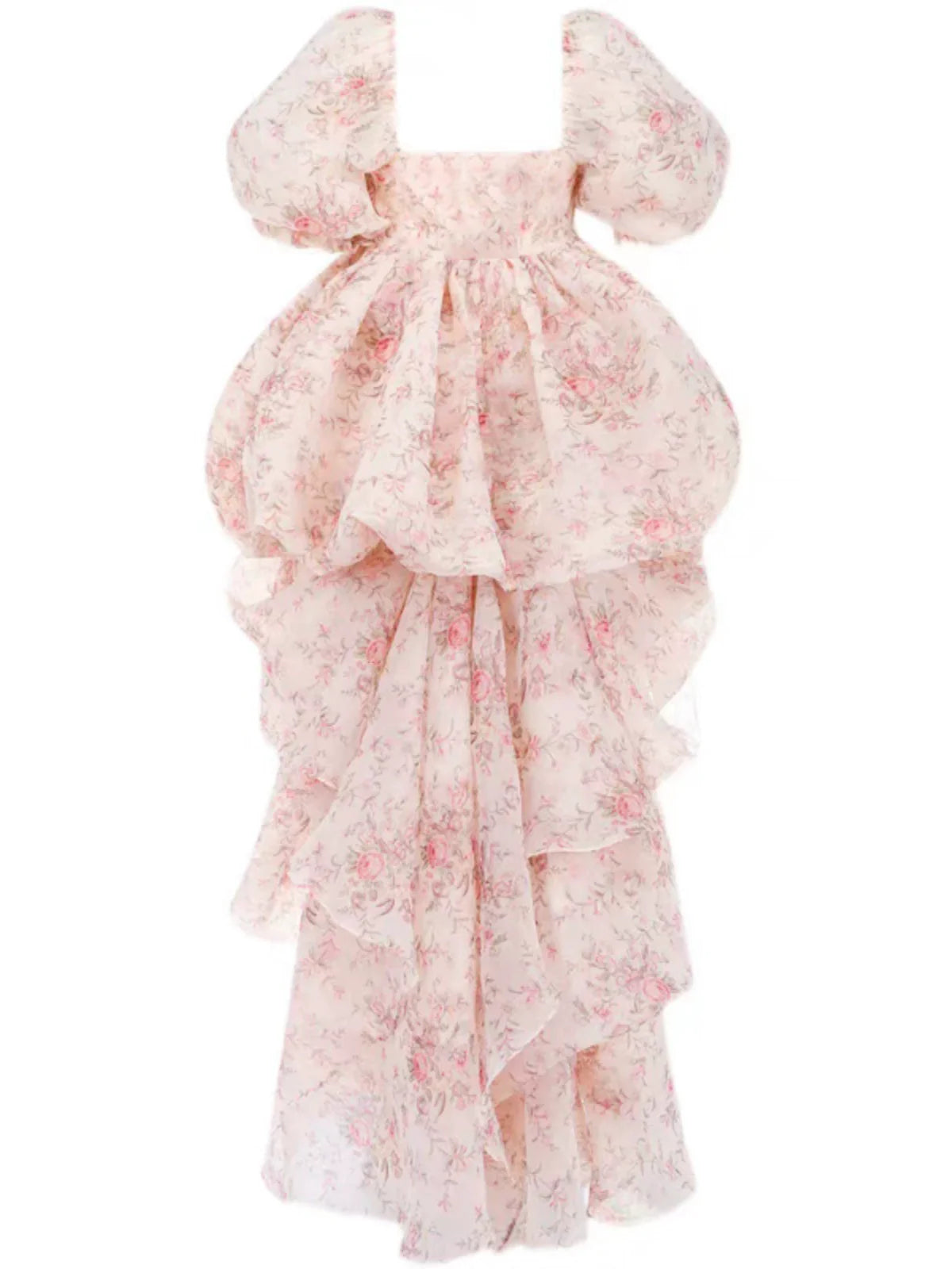 Rouroudream - Selkie - Plus Size Sweet Lolita OP Trailing Floral Princess Gown Dress