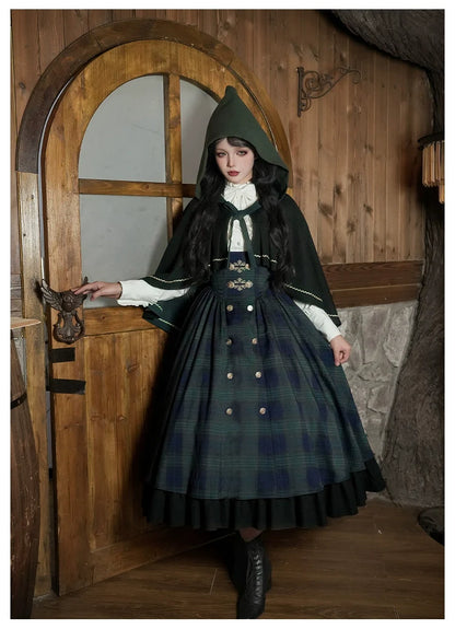 With PUJI - Berlin Souvenir - Plaid Preppy Style Lolita Bust Supporting JSK Outfit