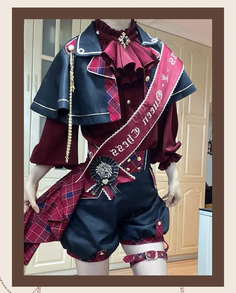 Forest Fluorescent Carps - Queen's Chess - Ouji Lolita Cape Shirt & Shorts Set