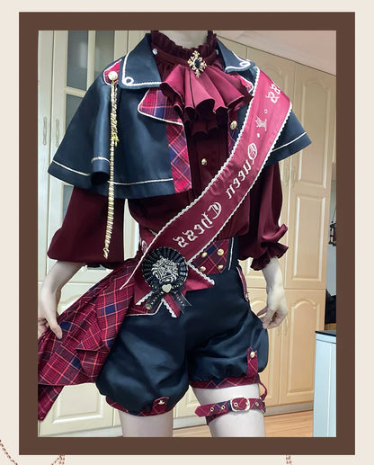 Forest Fluorescent Carps - Queen's Chess - Ouji Lolita Cape Shirt & Shorts Set