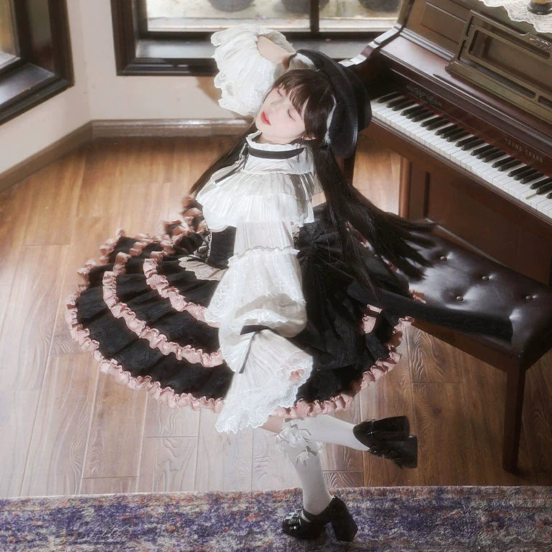 OCELOT - Blackberry Love Song - Black Pink Lolita Skirt Lolita Cake Skirt