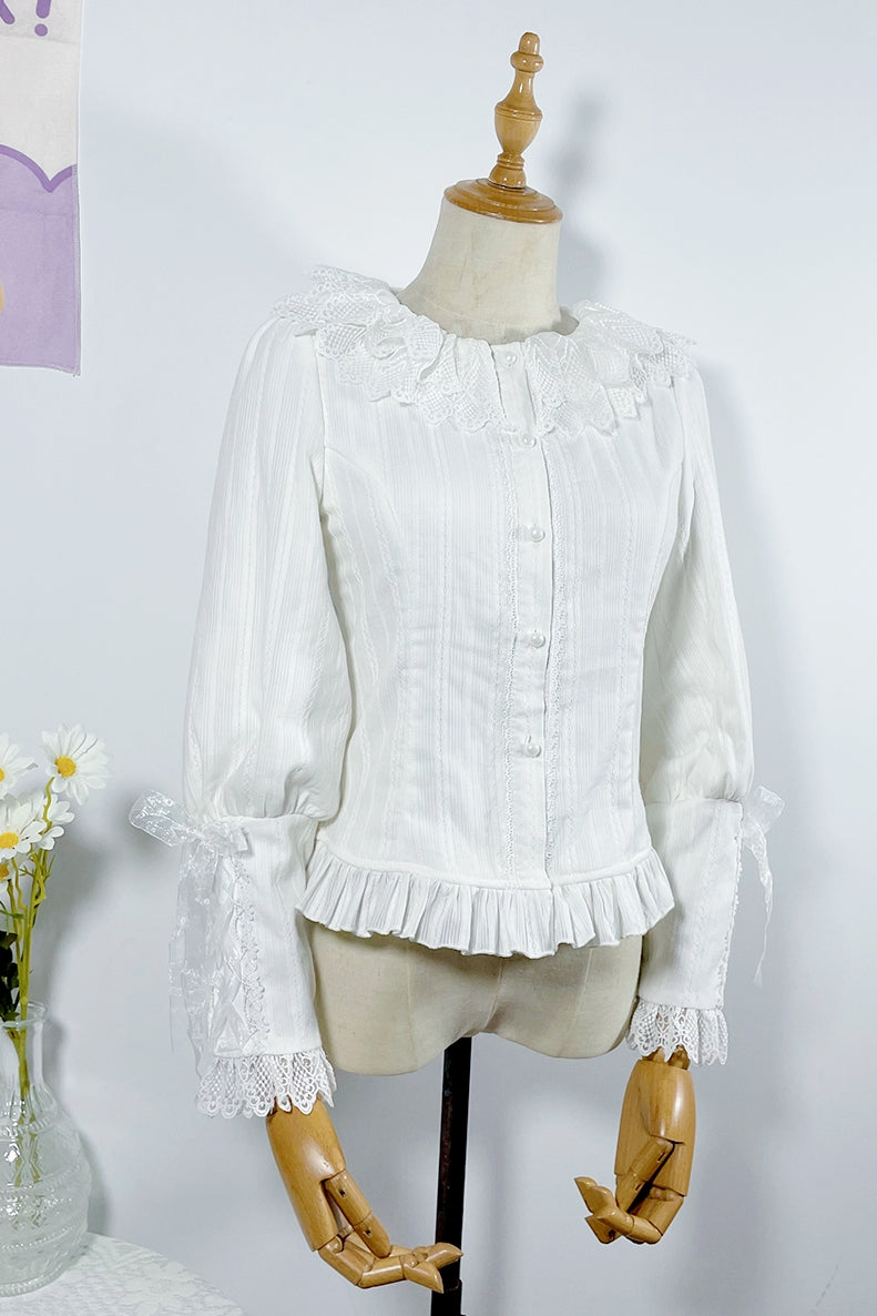 Sakurada Fawn - Plus Size Lolita Cotton Velvet Long Sleeve Blouse