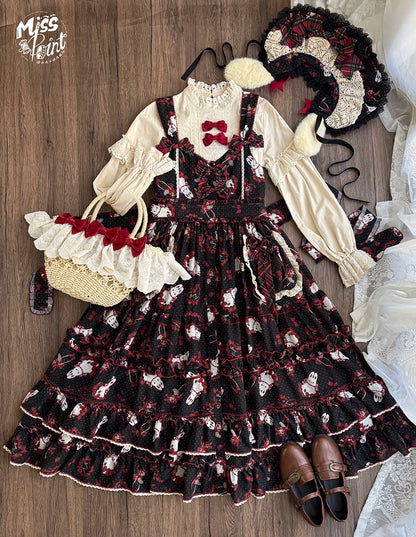 Miss Point - Forest Berry Bunny - Sweet Lolita JSK Elegant Bunny Print Dress