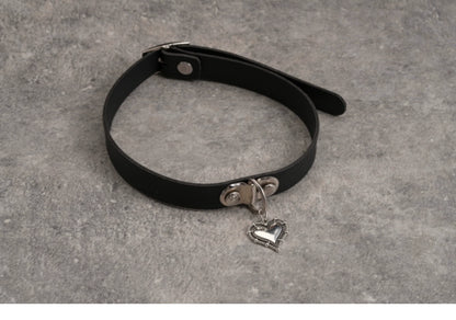 Strange Sugar - Gothic Lolita Choker Faux Leather Heart Pendant Necklace