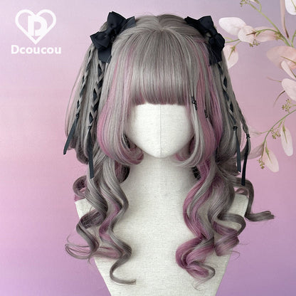 Dcoucou - No-Heart Rabbit 45cm Long Curly Ponytail Wig Multicolors