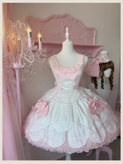 TaTaTa Lolita - Pearl Princess - Old School Lolita Jumper Dress Outfit, Petal Hem