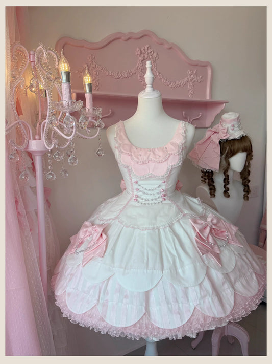 TaTaTa Lolita - Pearl Princess - Old School Lolita Jumper Dress Outfit, Petal Hem