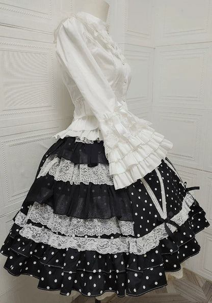 Sweet Angel - Japanese Sweet Lolita Skirt Retro Showa Knee Cake Dress