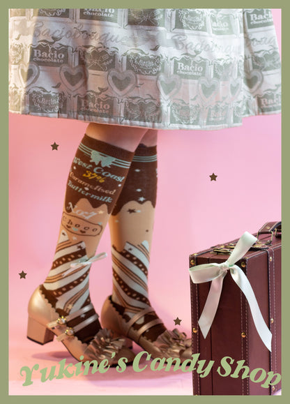 Yukines Box - Kawaii Lolita Chocolate Color Cotton Socks