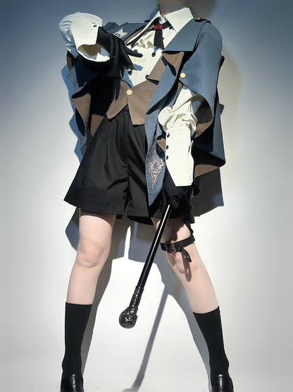 Designer's Gift - Narrative Poem - Ouji Lolita Shorts Suit with Shirt Cape and Vest