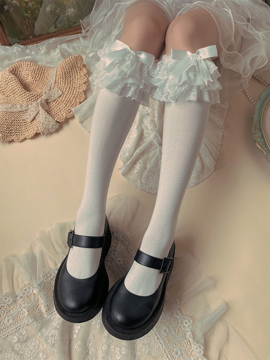 WAGUIR - Lolita Bow Cotton Socks Lace Socks