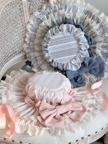 MAID - Vintage Lolita Hat Striped Lace Hat
