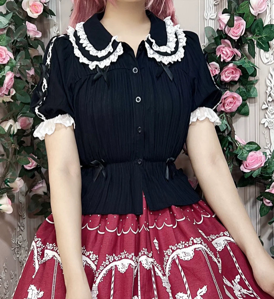 DMFS Lolita - Sweet Lolita Shirt Doll Collar Blouse High-waisted