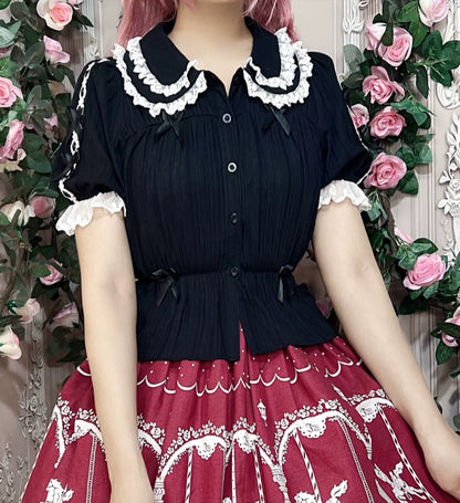 DMFS Lolita - Sweet Lolita Shirt Doll Collar Blouse High-waisted