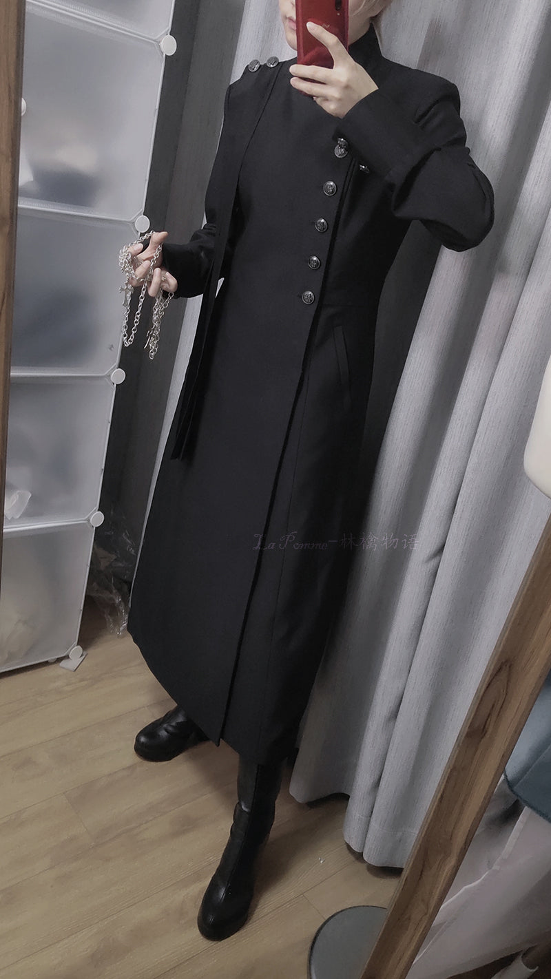 La Pomme - Ringo Story - Customizable Ouji Lolita Black Slim Long Coat