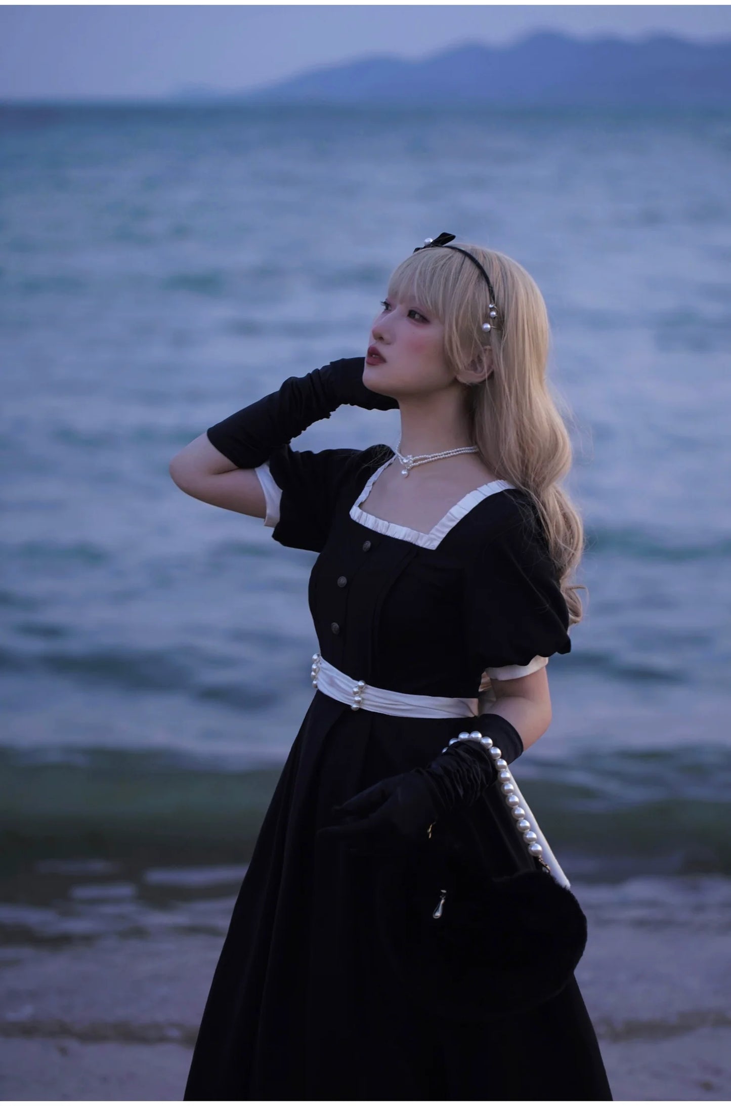 HuTaoMuJK - Thoughts - Vintage Lolita OP Dress Square Neckline Black Lolita Dress