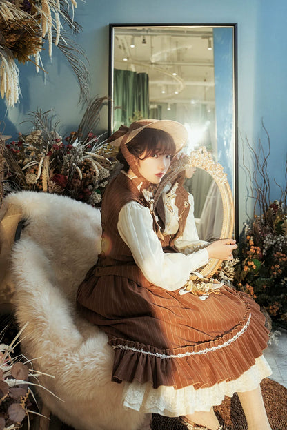 Miss Point - Rose Doll - Elegant Lolita Striped Fishbone Skirt