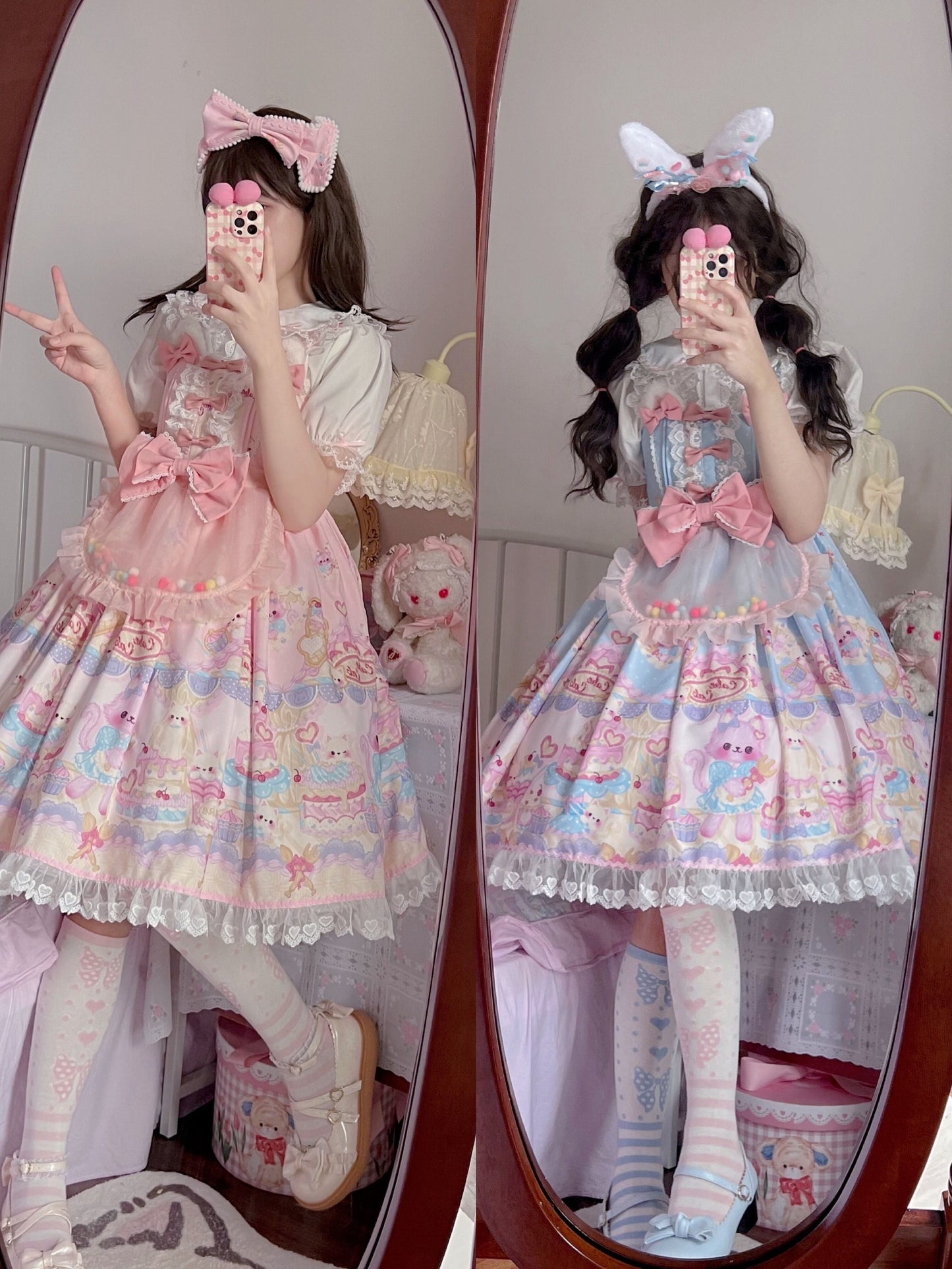 Sugar Girl - Kawaii Lolita Sweet JSK Dress, Cat Printed