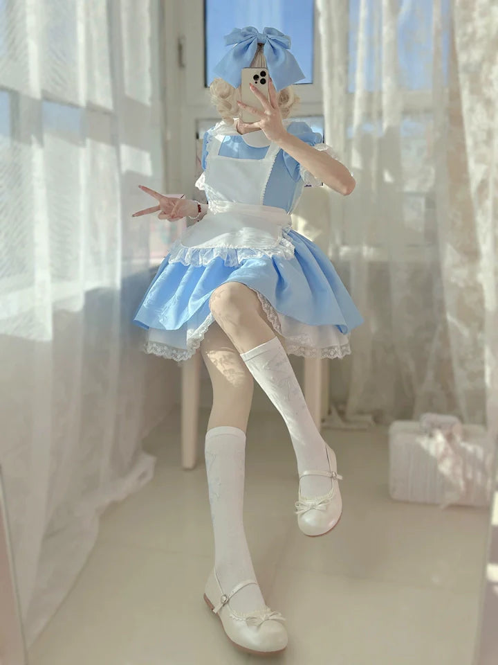 Daydream Whisper - Dream Doll - Plus Size Maid Lolita OP Suit Black and Blue Dress