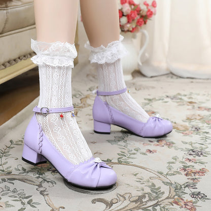 Sosic - Shell Dew - Sweet Lolita Bow Round Toe Shoes