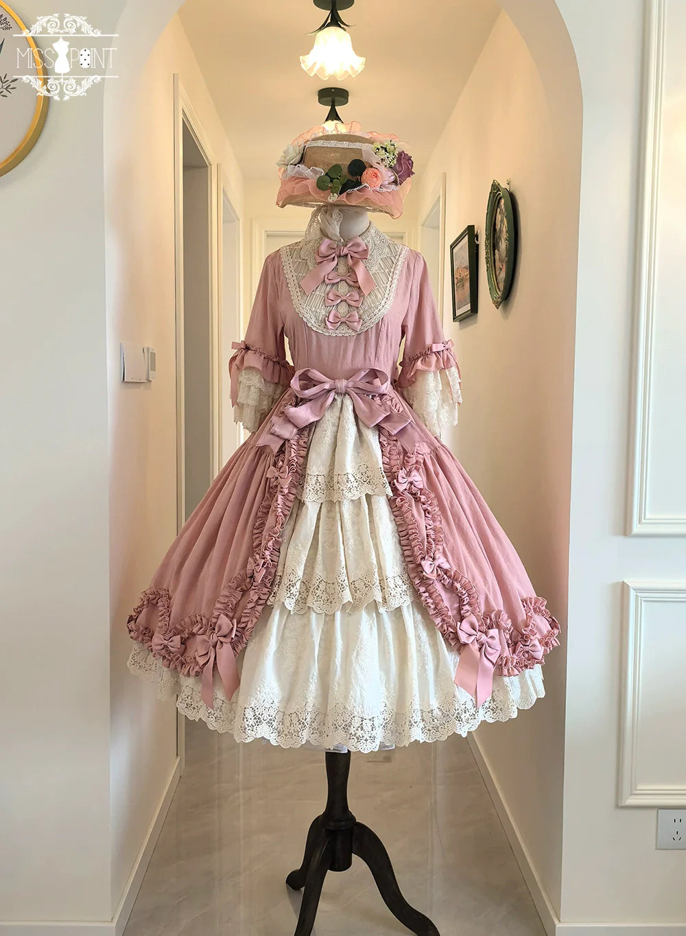 Miss Point - Lilyka Garden - Classic Lolita OP Dress Set Elegant Floral Wall Princess Sleeve