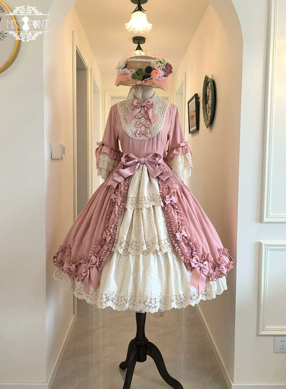 Miss Point - Lilyka Garden - Classic Lolita OP Dress Set Elegant Floral Wall Princess Sleeve