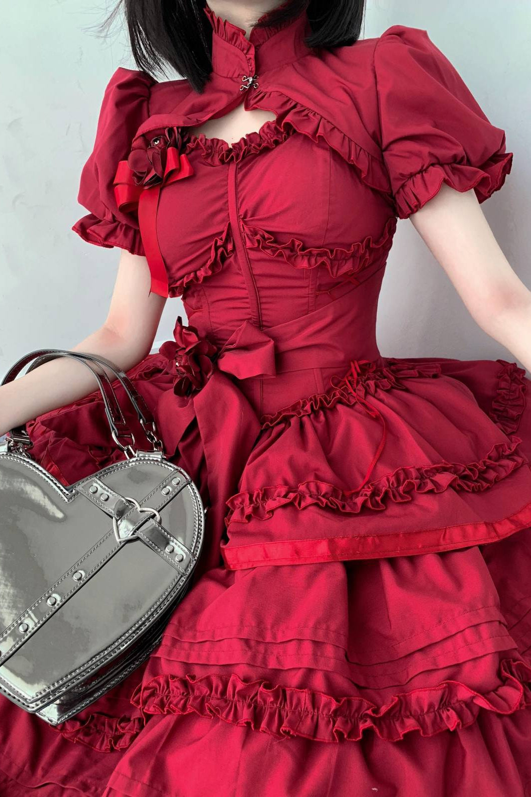 Mengfuzi - LiLith - Christmas Gothic Lolita JSK Dress, Short Sleeve Bolero