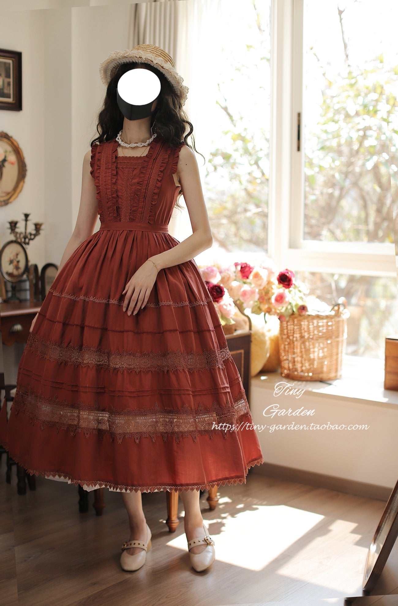 Tiny Garden - Spring Whisper - Solid Color Classic Lolita JSK Dress with Tulle Apron