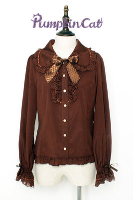 Pumpkin Cat - Chocolate Heart - Sweet Lolita Long Sleeve Blouse Multicolors