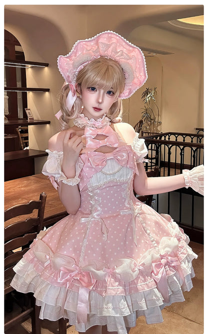 Alice Girl - Old School Polka Dots - Halter Neck Sweet Lolita OP Dress