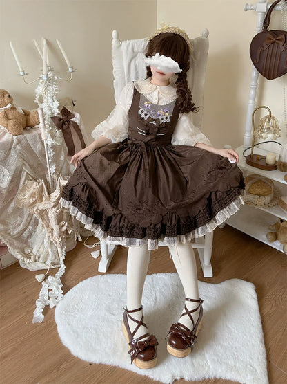 SeeYou - Sweet Cake - Sweet Lolita Platform Shoes Wood Grain