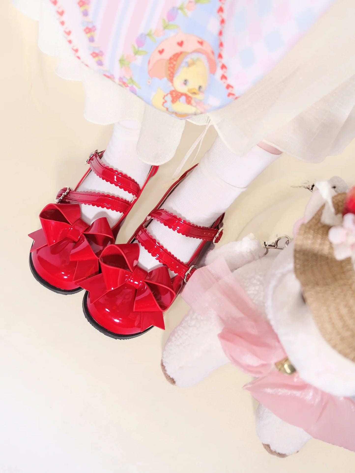 Dolly Doll - Apple Candy - Mary Jane Lolita Shoes Bow PU Low-Mid Heel Shoes
