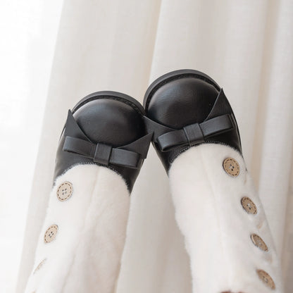 Dolly Doll - Winter Lolita Boots Fur Mary Jane Lolita Low Heel Shoes