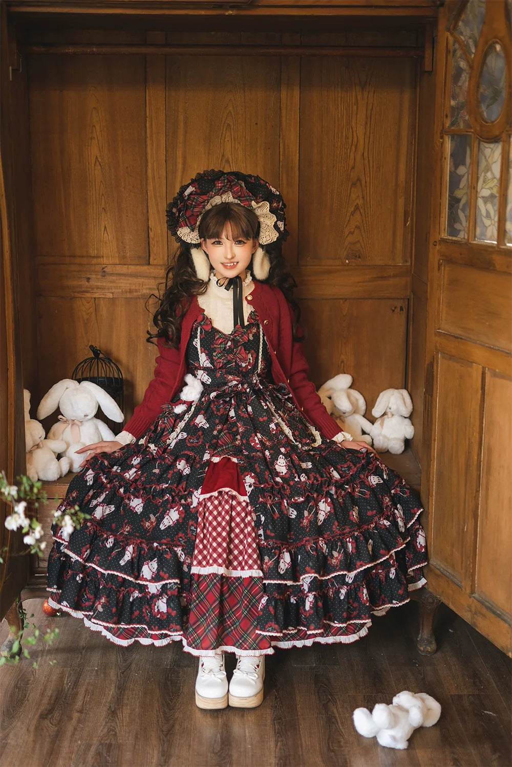 Miss Point - Forest Berry Bunny - Sweet Lolita Plaid Skirt Tiered Ruffles Spring SK