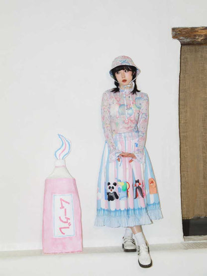 Hand-drawn printed skirt【s0000010071】