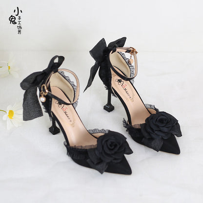 Xiaogui - Elegant Lolita High-Heeled Camellia Bows Shoes