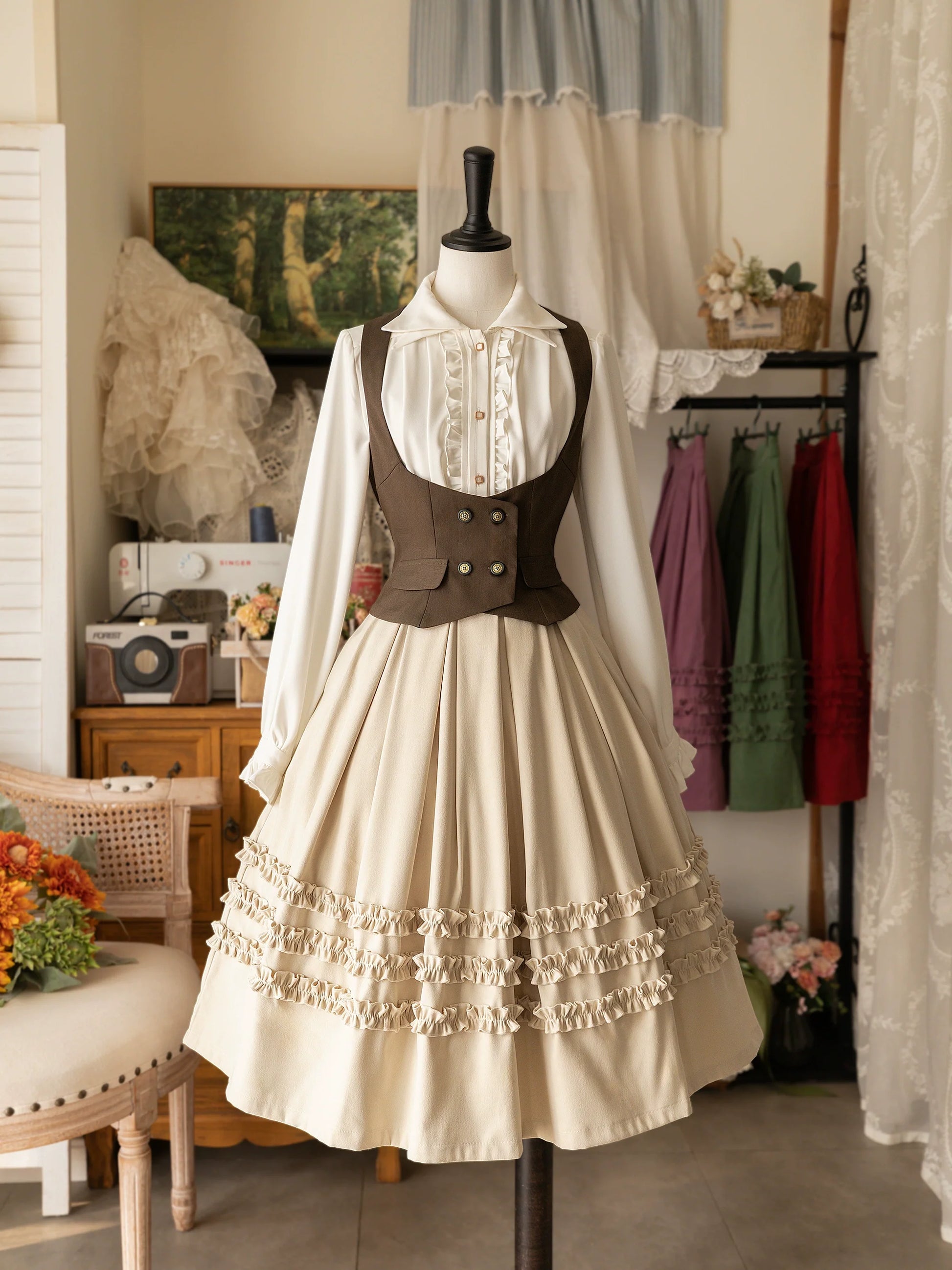 Forest Wardrobe - Forest Basket - Elegant Lolita Skirt Mushroom Edge Skirt Retro Classic