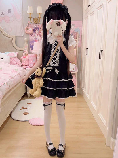 To Alice - Old School Lolita Salopette Suit Tiered Dress