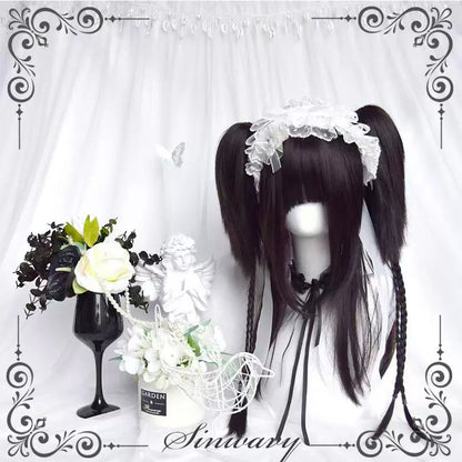 Sinwavy - Gothic Lolita Wig Black Natural Hair With Ponytails & Braids