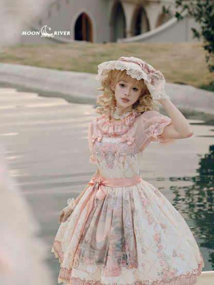 Moon River - Swan Lake Mirror - Pink Sweet Lolita Print JSK Dress
